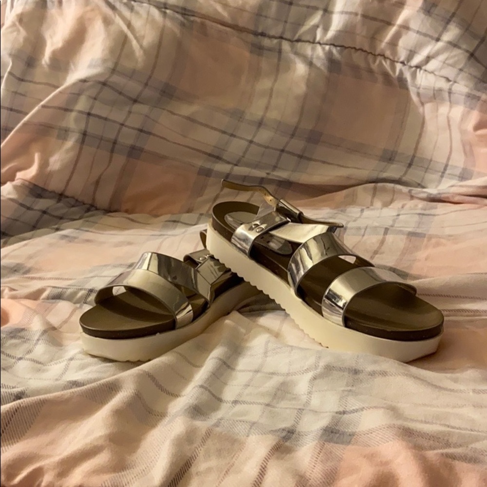 Silver buckle and High platform sandals